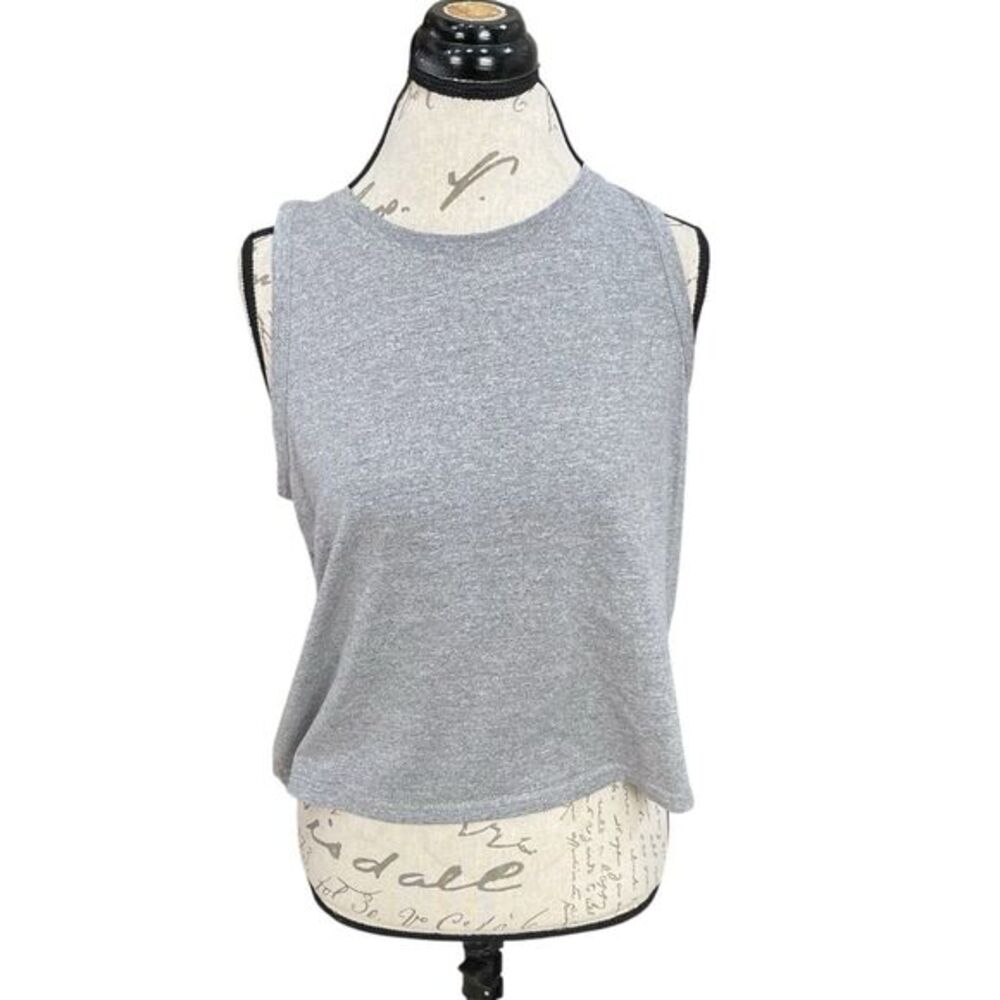 Laslulu Womens Tank Top Sz Medium Muscle Gray Sporty Clean Girl Minimalist Basic